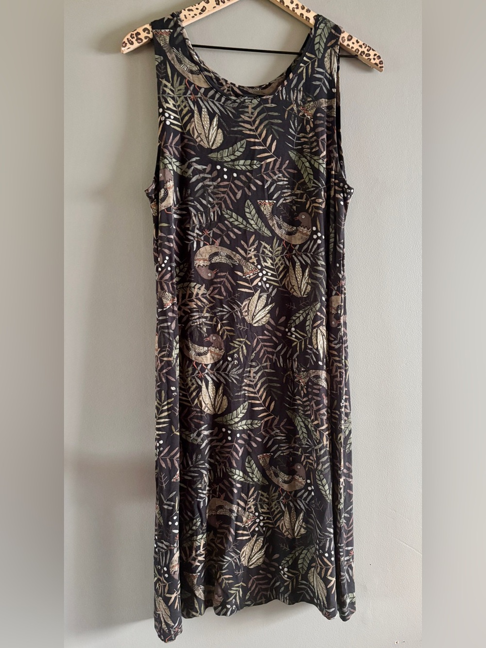 GUDRUN SJODEN | Sleeveless Boho Bird Swing Tunic Dress NWT